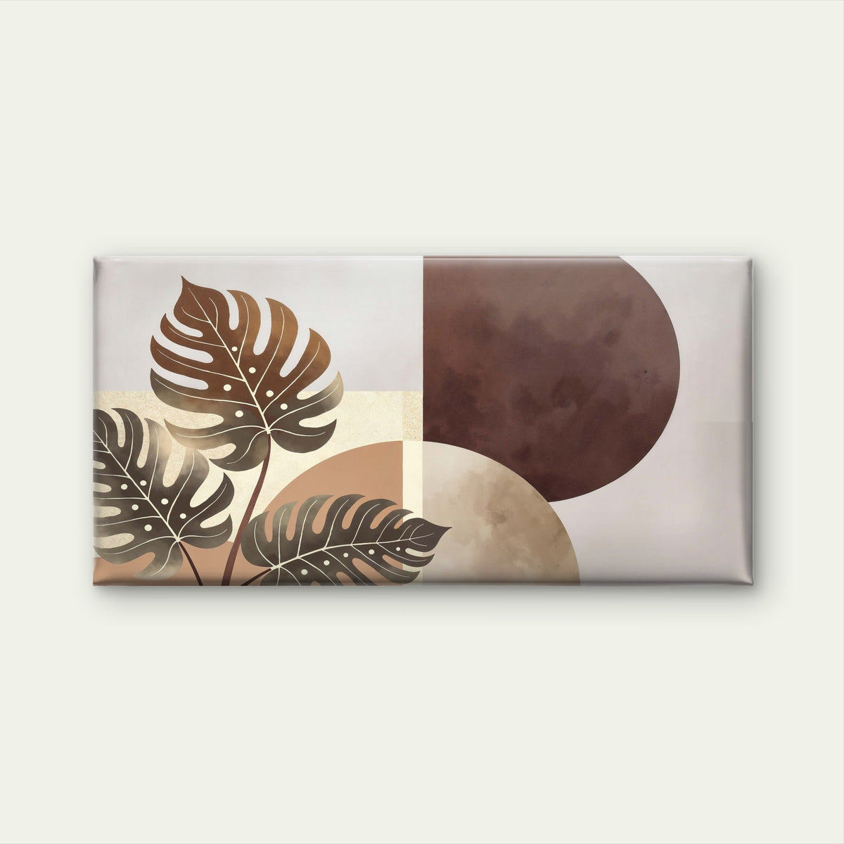 Terracotta Sun Monstera Leaves Wall Art Canvas Office Home Room Framed 80x45cm