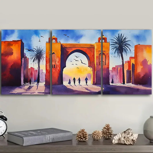 3pcs Colorful Gate Picture Metal Print Ready to Hang Art
