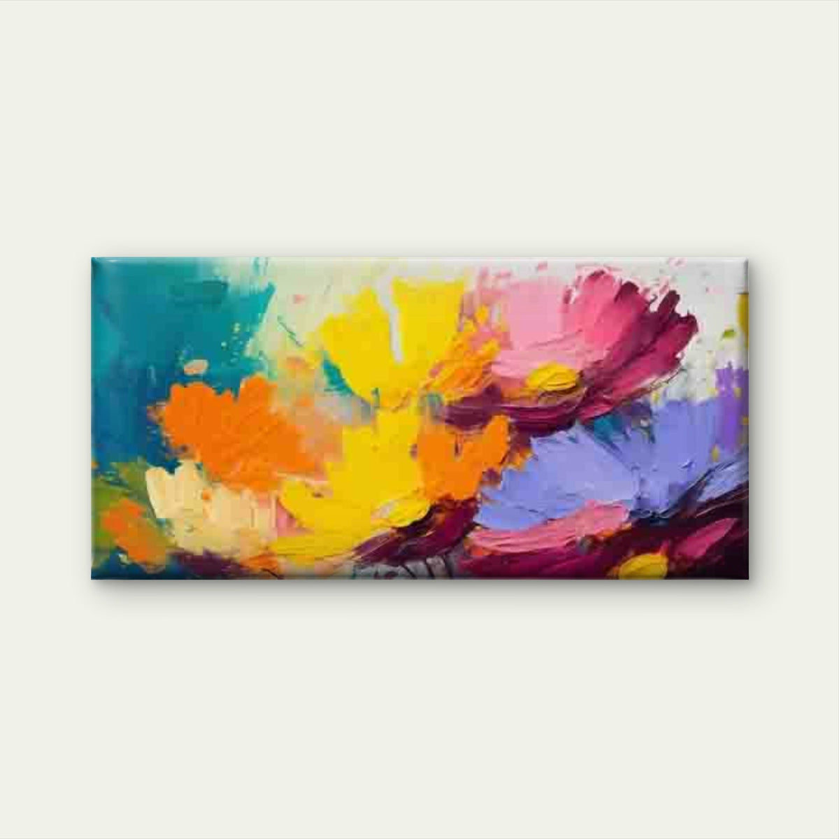 Abstract Multicolor Flowers Wall Art Canvas Office Home Room Framed 80x45cm