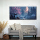 Asian Full Moon & Orchid Tree Wall Art Canvas Office Home Room Framed 120x60cm