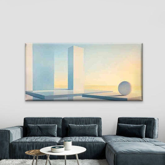 Geometric Shapes With Landscape Wall Art Canvas Office Home Room Framed 80x45cm