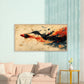 Golden Fish Ink Flow Wall Art Canvas Office Home Room Framed 120x60cm