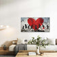 Silhouette Heart with Red Accen Wall Art Canvas Office Home Room Framed 80x45cm