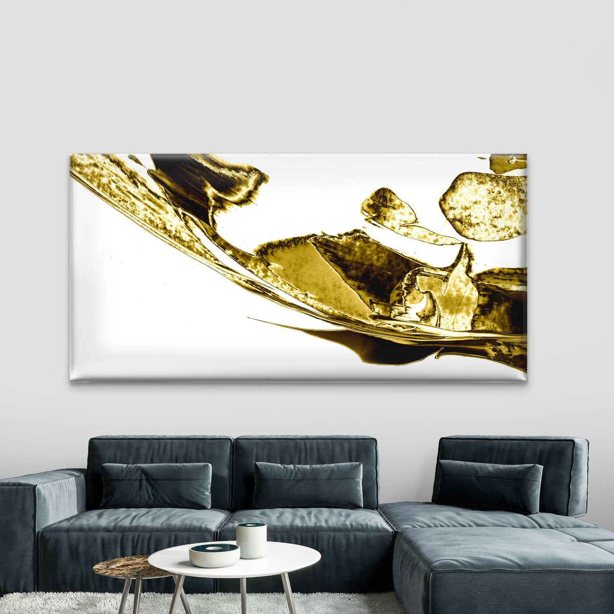 Abstract Liquid Gold Wall Art Canvas Office Home Room Framed 120x60cm