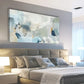Contemporary Teal Abstract Bluish Green Wall Art canvas office home room framed 120x60cm