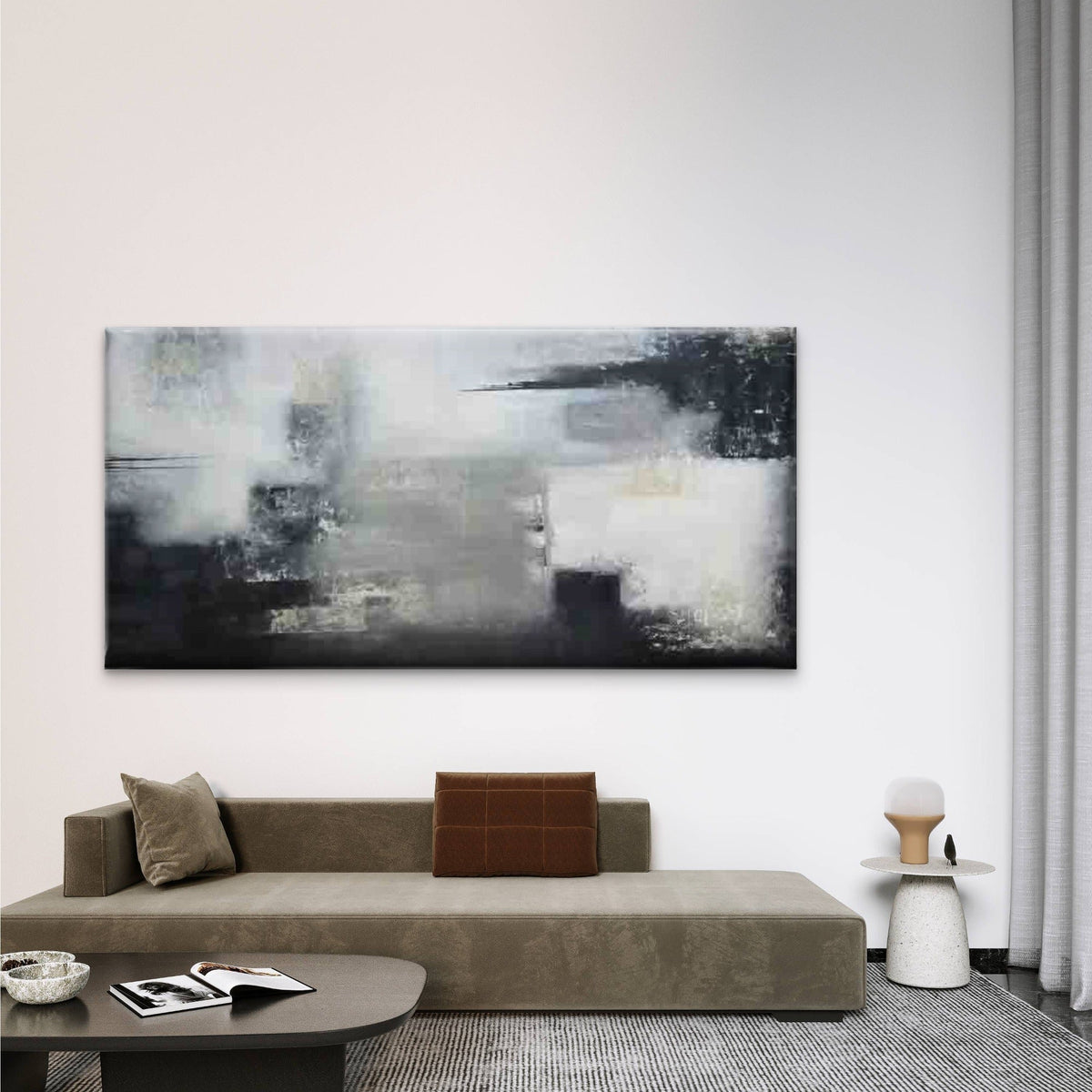 Featuring an Abstract Grunge Wall Art Canvas Office Home Room Framed 120x60cm