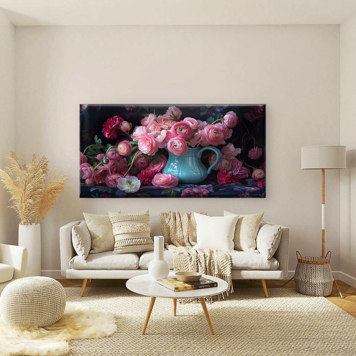 Whispers Of Pink Roses Wall Art Canvas Office Home Room Framed 120x60cm