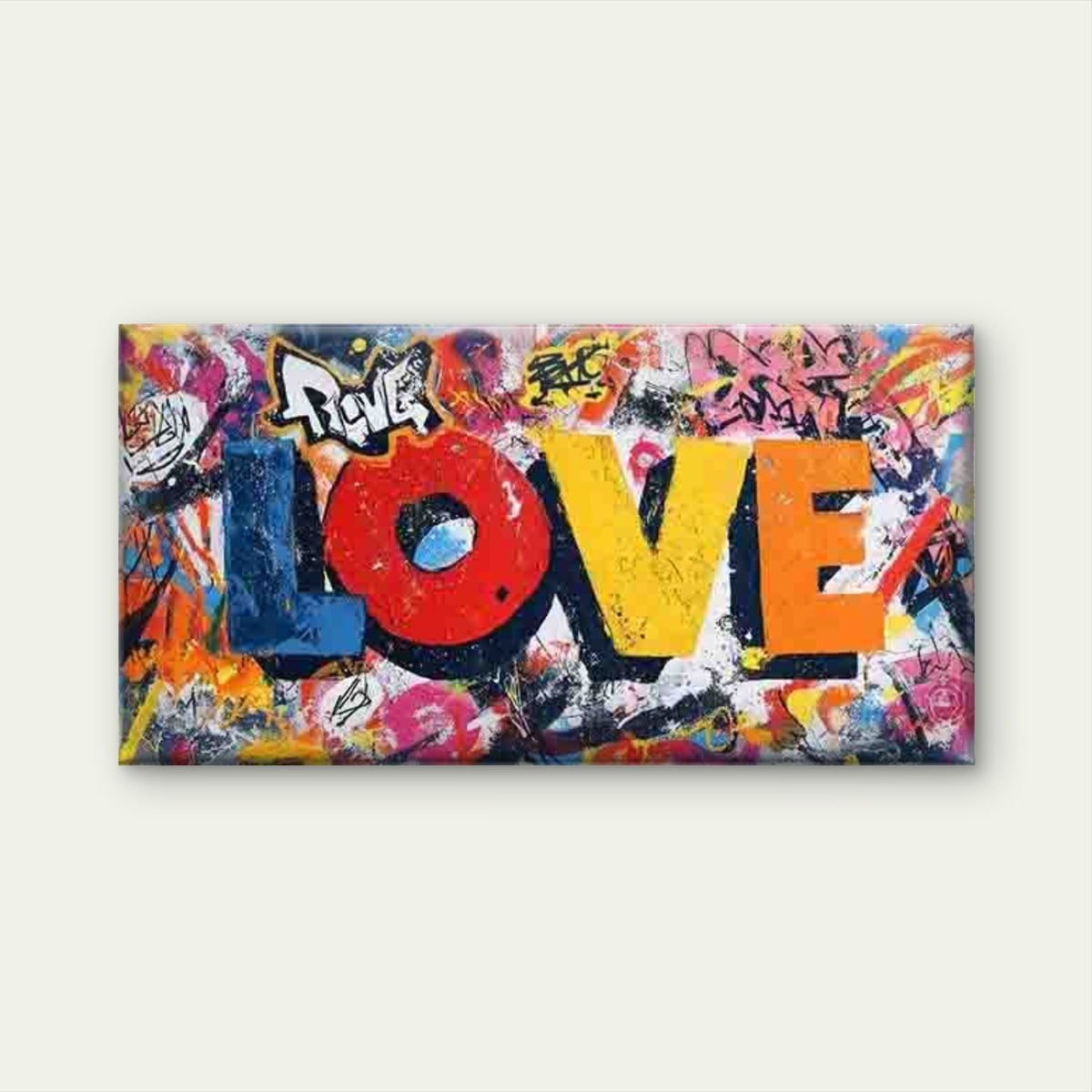 Graffiti-Style Multicolor Wall Art Canvas Office Home Room Framed 120x60cm