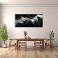 Abstract Cosmic Black Golden White Swirl Wall Art canvas office home room framed 80x45cm
