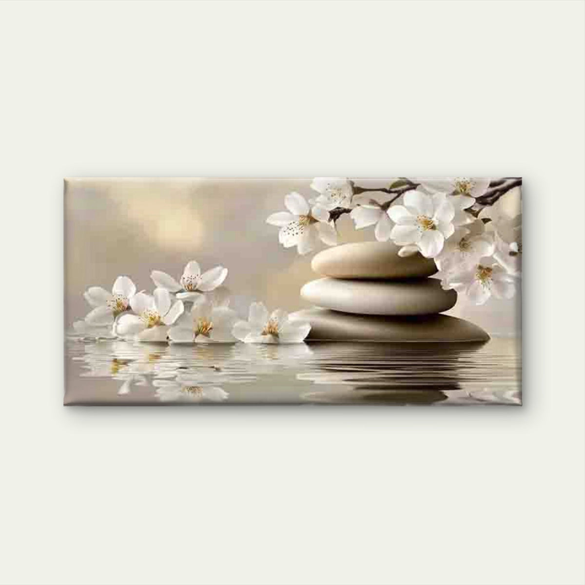 Zen Harmony Artwork Wall Art Canvas Office Home Room Framed 80x45cm