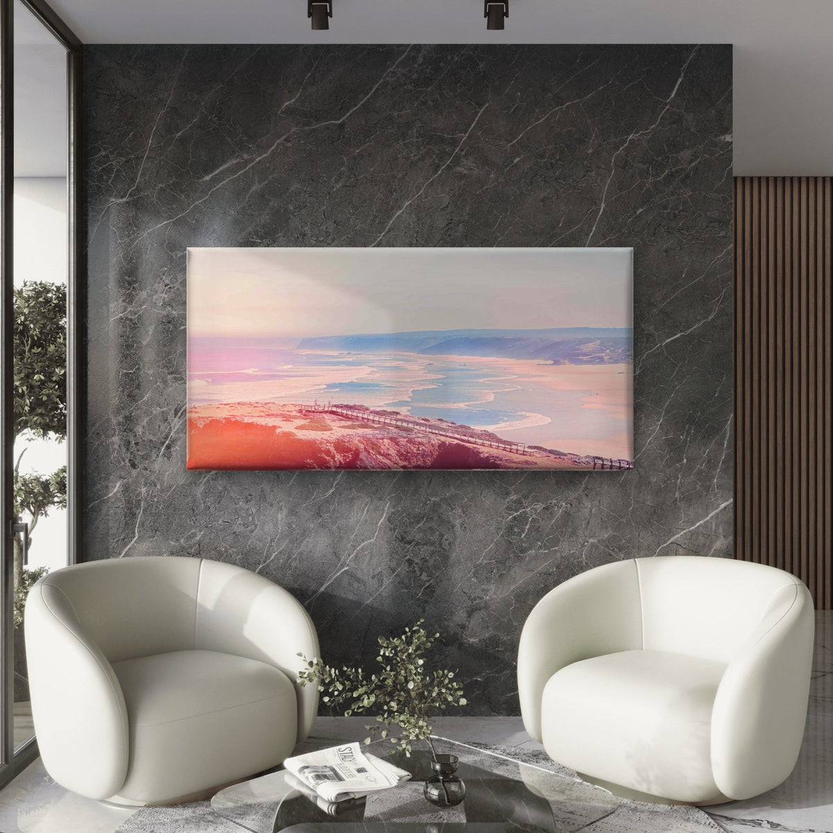 Aerial View Of Snow Mountains Wall Art Canvas Office Home Room Framed 120x60cm