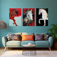 3pcs Abstract Horse Art with Red and White Themes Metal Print Ready to Hang Art