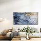 Abstract Blue & Golden Ink Flow Wall Art Canvas Office Home Room Framed 120x60cm