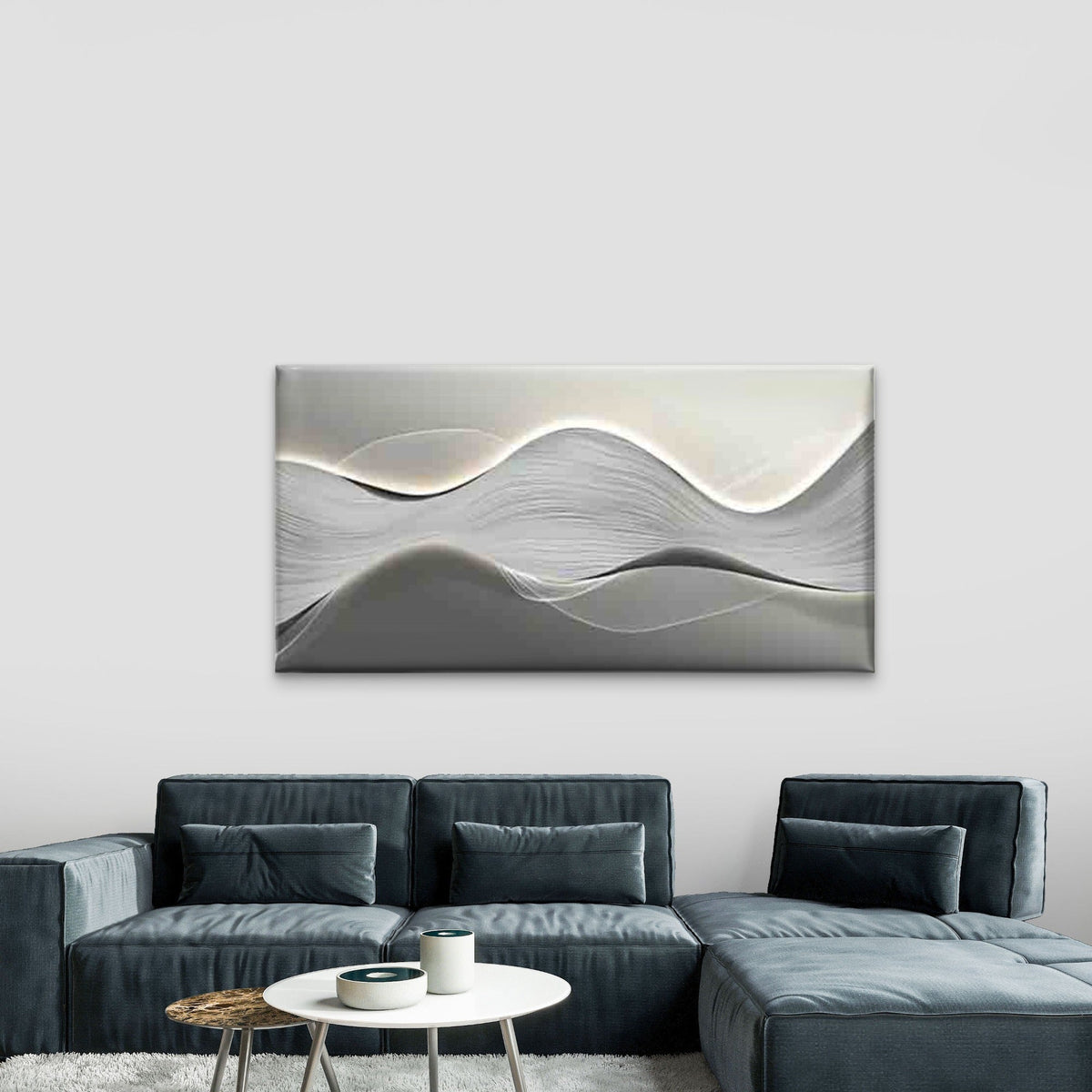 Neutral Color Modern Abstract Wall Art Canvas Office Home Room Framed 120x60cm