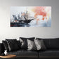 Abstract Black Ship Reflection Wall Art wall canvas office home room framed 120x60cm
