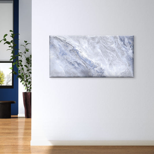 Abstract Light Indigo Neutral Watercolor Ocean Texture Wall Art Canvas Office Home Framed 80x45cm