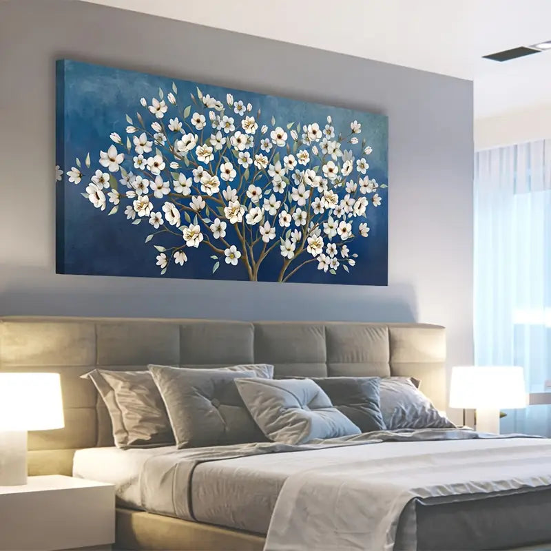 Modern Blooming Flower White Blossom Tree Wall Art canvas office home room framed 120x60cm