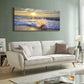 Ocean Blue Waves Beach Sunset Wall Art canvas office home room framed 120x60cm