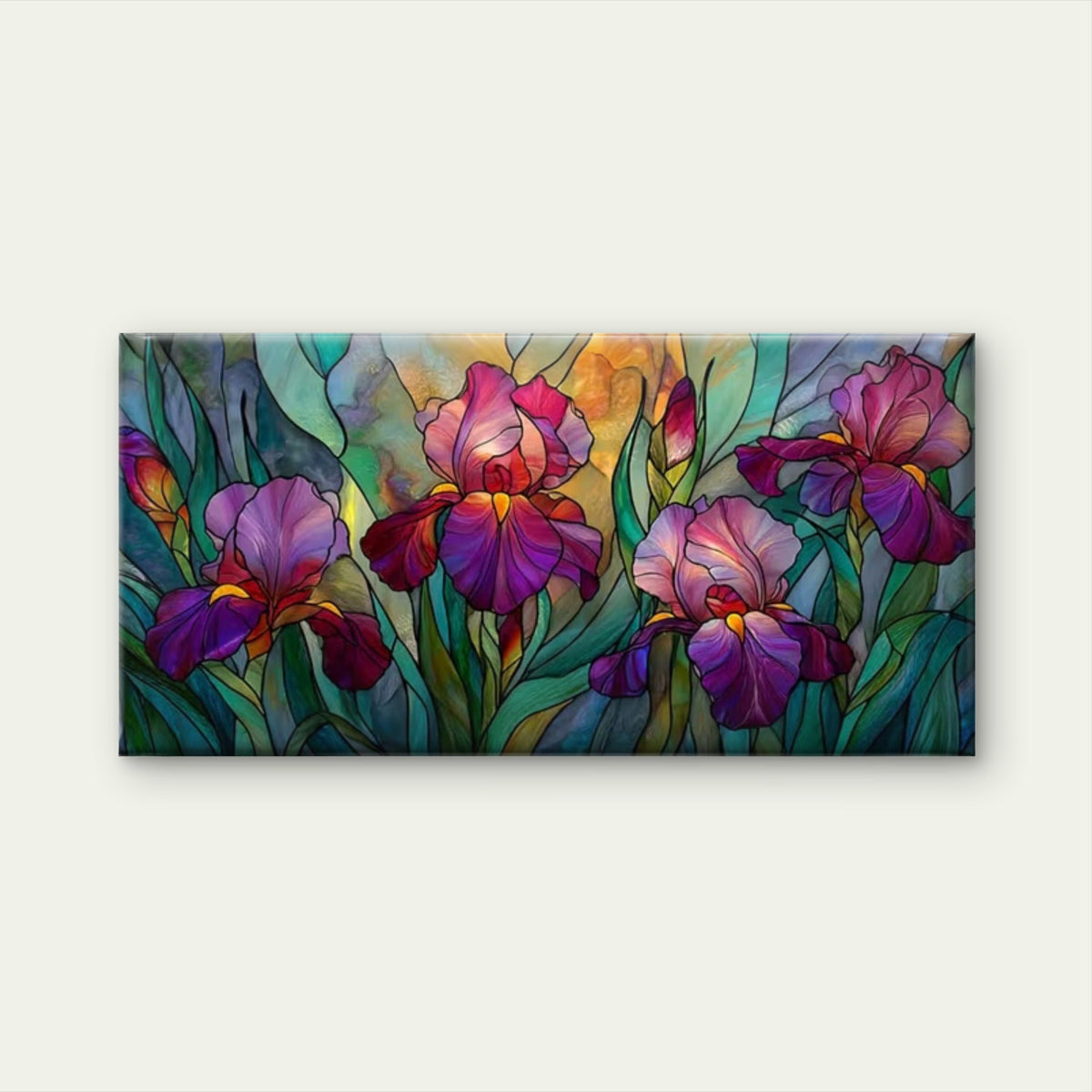Irises Spring Bloom Floral Wall Art Canvas Office Home Room Framed 120x60cm