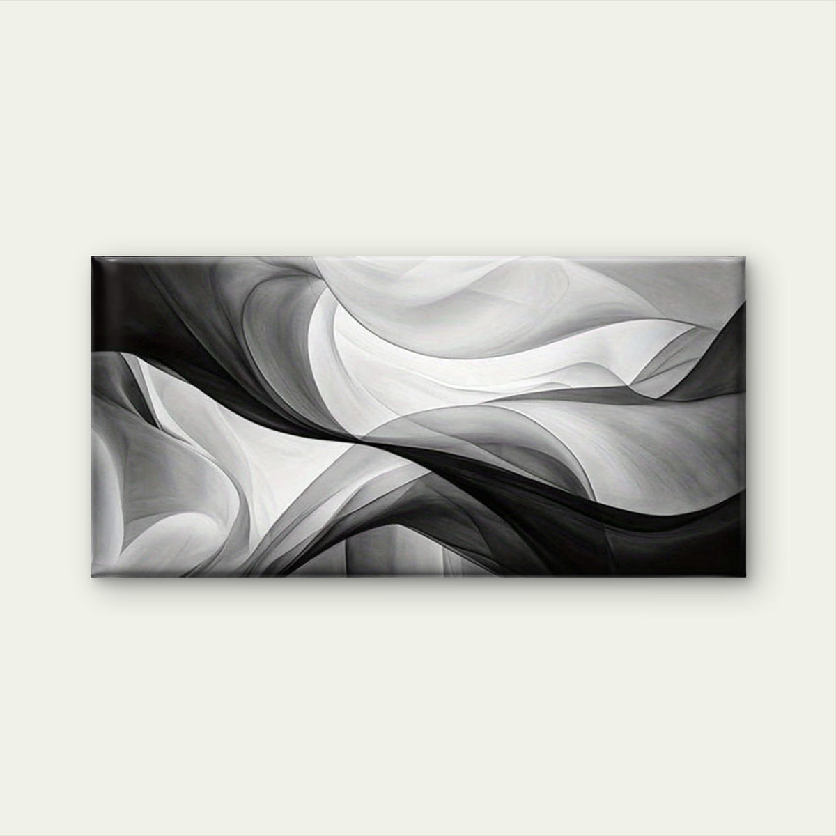White Black Infinite Ripples Wall Art Canvas Office Home Room Framed 120x60cm