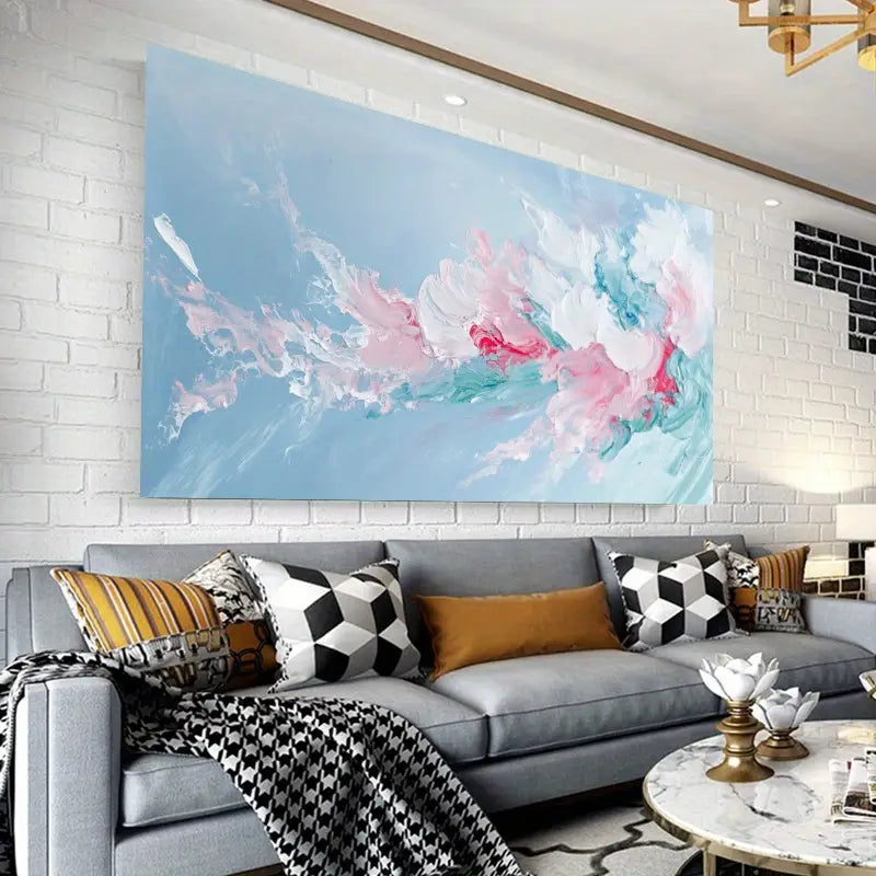 Pink Blue Green White Abstract Graffiti Wall Art wall canvas office home room framed 120x60cm