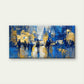 Abstract Blue And Golden City Wall Art Canvas Office Home Room Framed 120x60cm