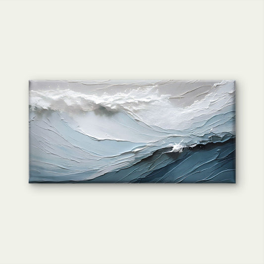 Abstract Blue Ocean Sea Wave Wall Art Canvas Office Home Room Framed 80x45cm