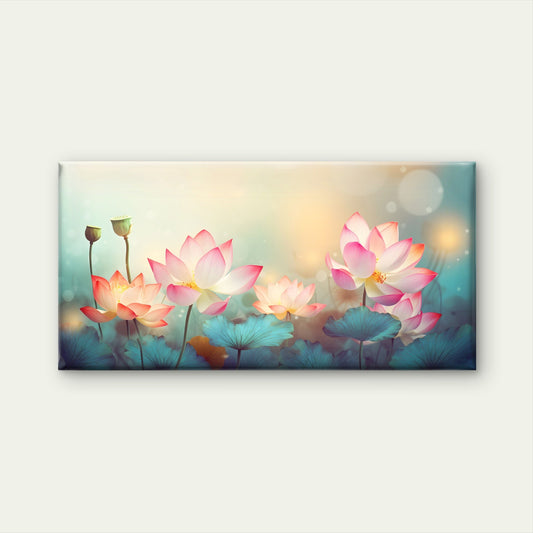 Pink Lotus Flower Abstract Wall Art Canvas Office Home Room Framed 80x45cm