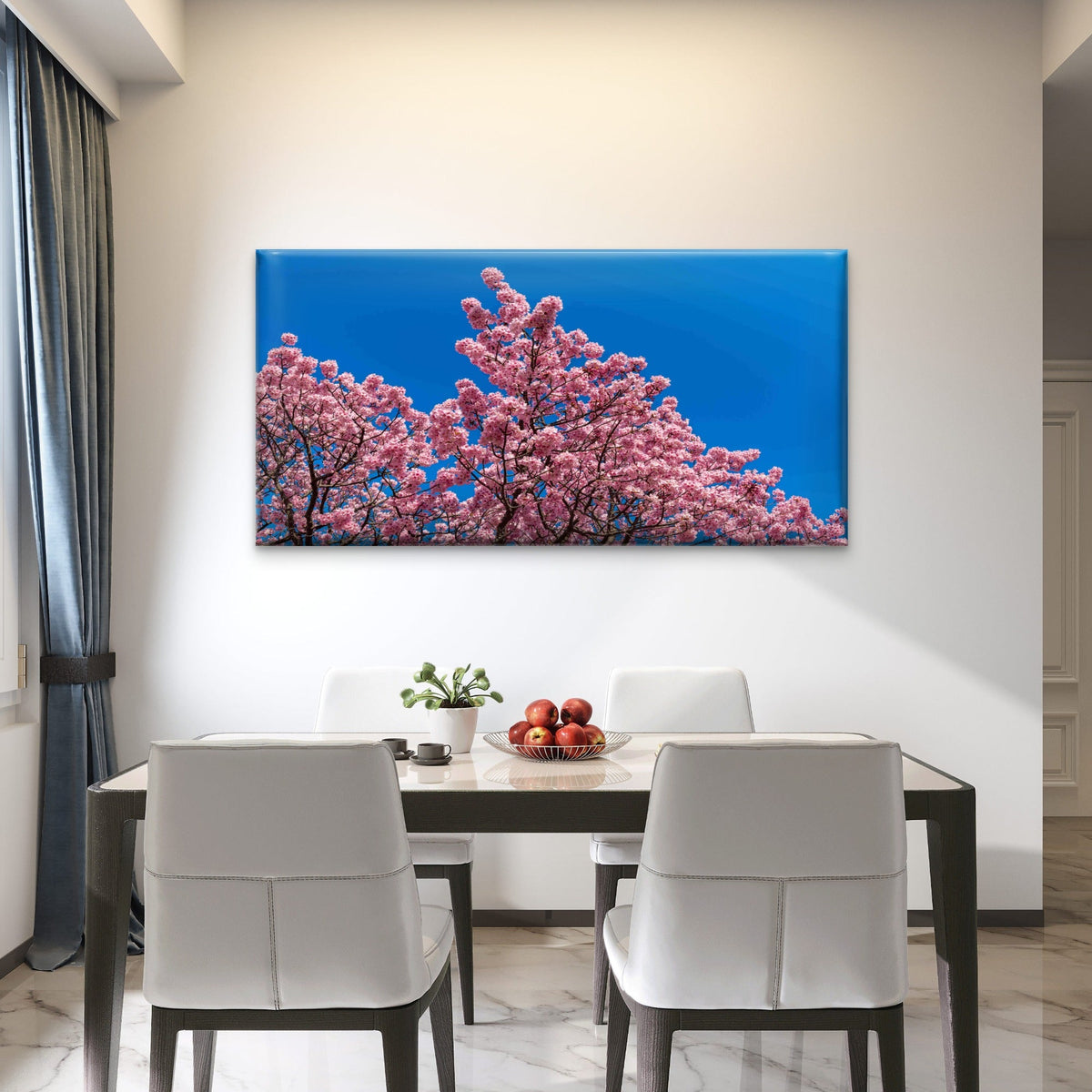 Cherry Blossom Against Blue Sky Wall Art Canvas Office Home Room Framed 120x60cm