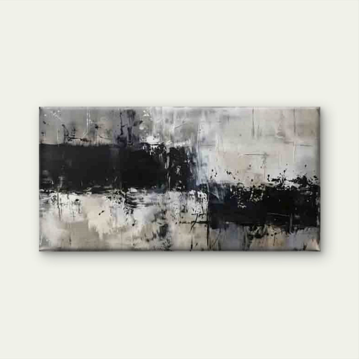 Abstract Black And White Wall Art Canvas Office Home Room Framed 120x60cm