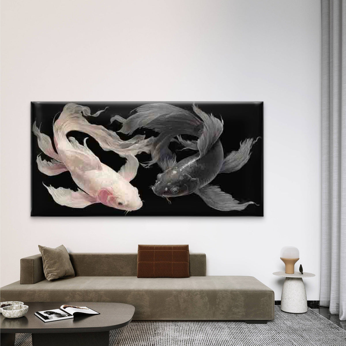 Koi Fish with Translucent Fin Wall Art Canvas Office Home Room Framed 80x45cm
