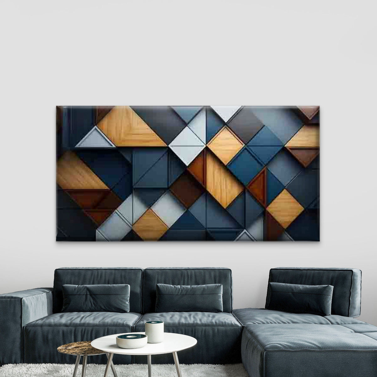 Abstract Geometric Wall Art Canvas Office Home Room Framed 120x60cm