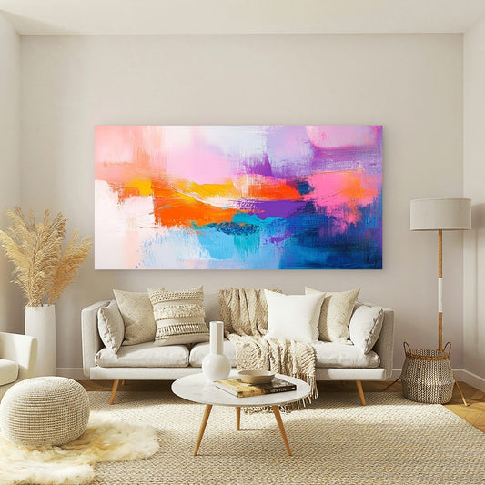 Abstract Colorful Modern Wall Art Canvas Office Home Room Framed 80x45cm