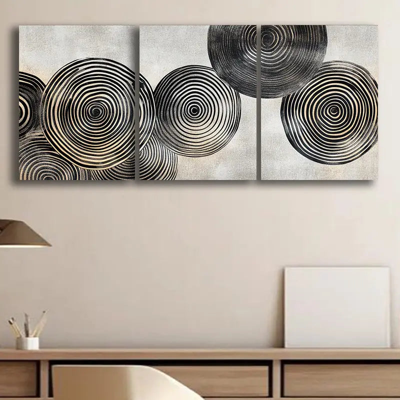 3pcs Round wood grain pattern Metal Print Ready to Hang Art