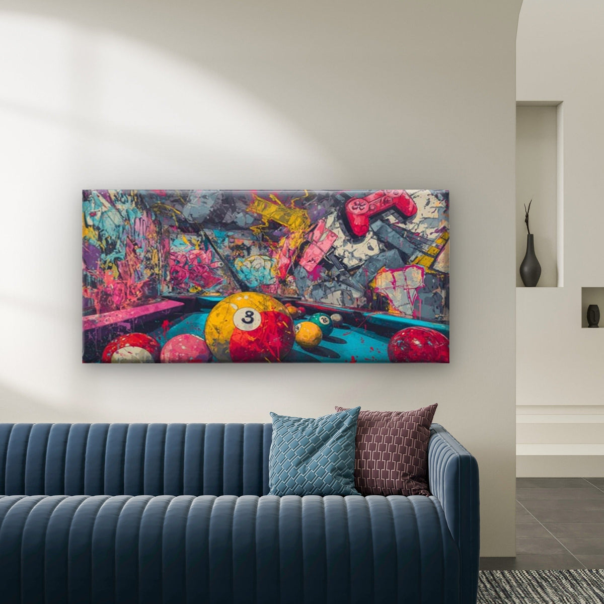 Billiards Abstract Pool Wall Art Canvas Office Home Room Framed 120x60cm