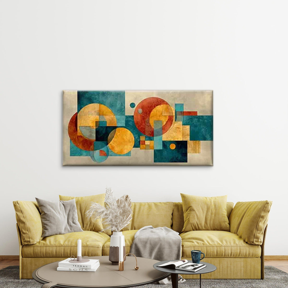 Geometric Abstract Wall Art Canvas Office Home Room Framed 120x60cm