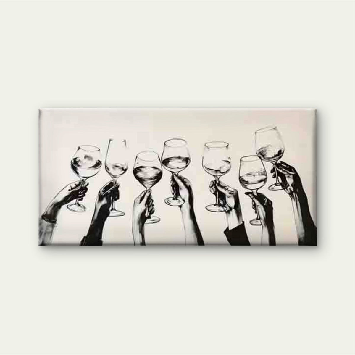 Hands Holding Wine Glasses Wall Art Canvas Office Home Room Framed 120x60cm