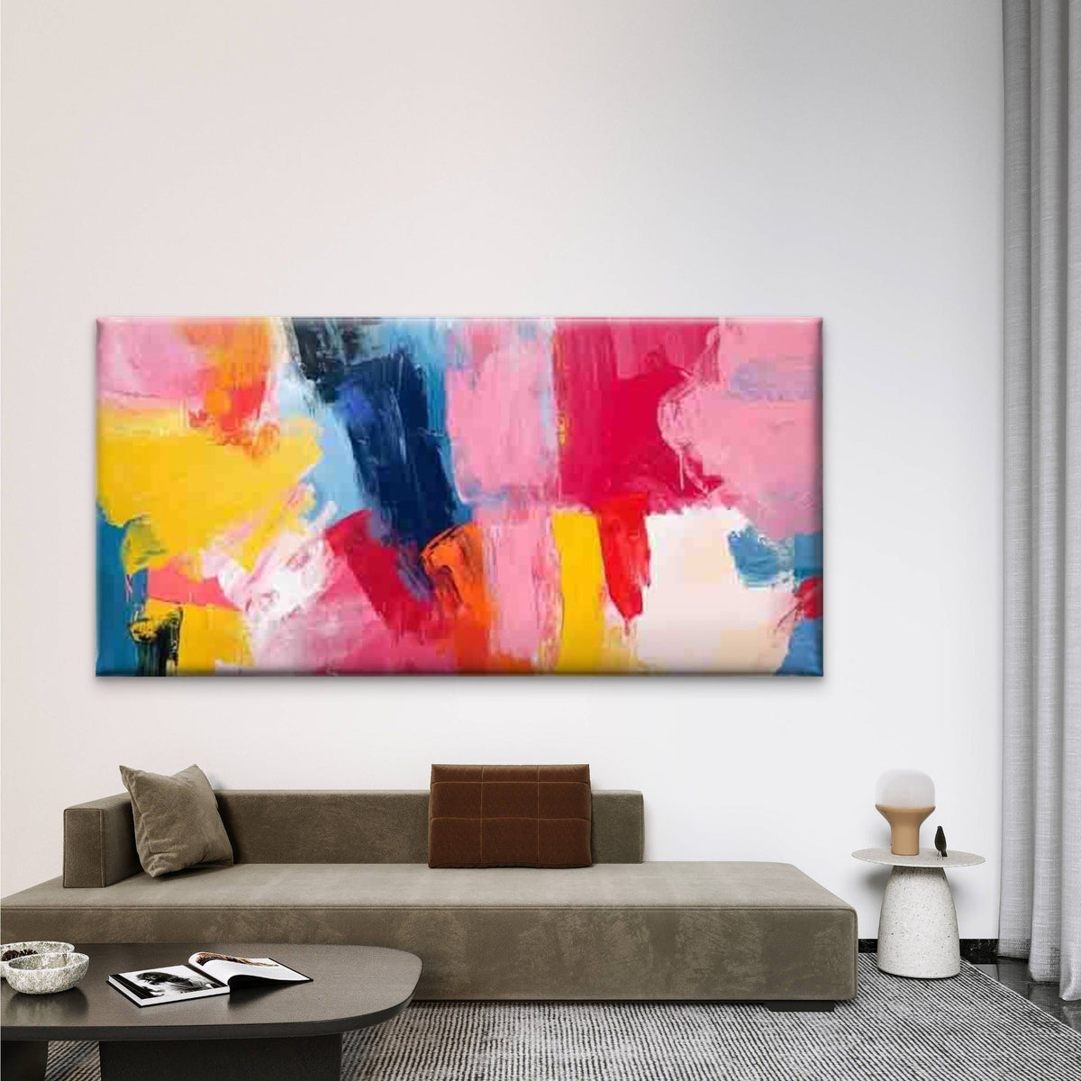 Abstract Vibrant Palette Wall Art Canvas Office Home Room Framed 120x60cm