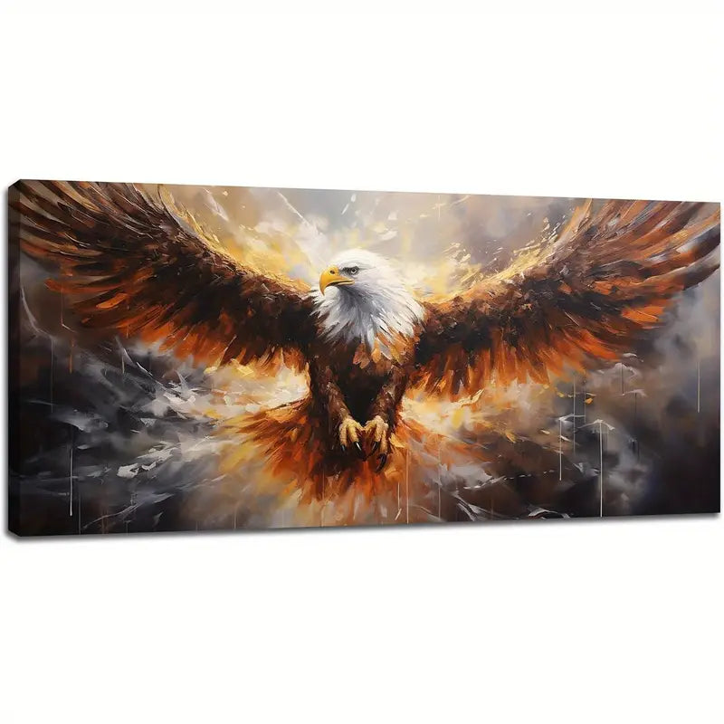 Bald Eagle Animal Flying Bird Wildlife Wall Art canvas office home room framed 120x60cm