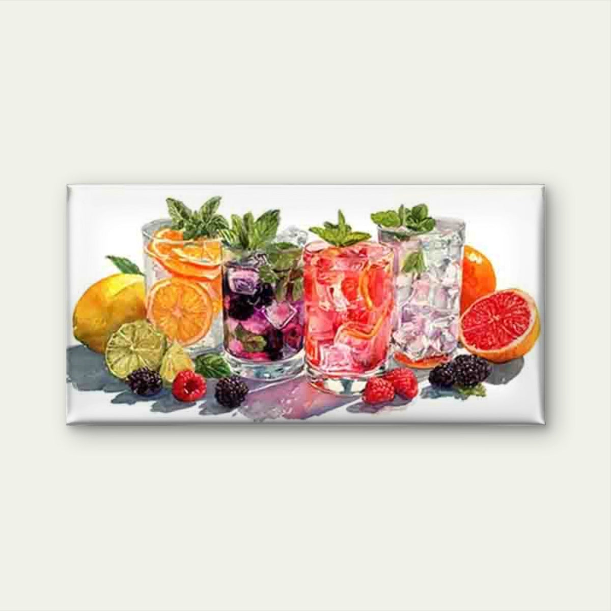 Refreshing Fruity Summer Drinks Wall Art Canvas Office Home Room Framed 80x45cm