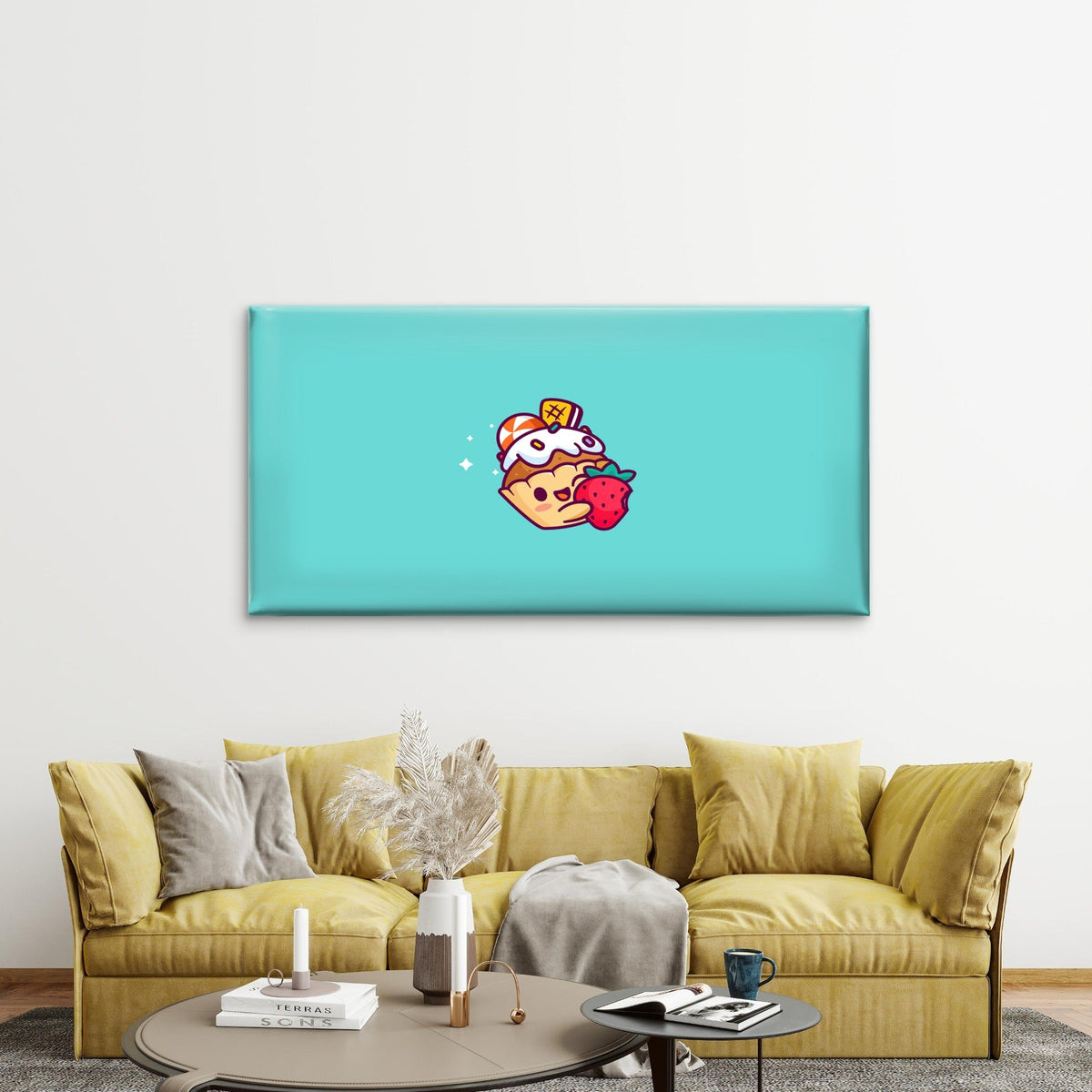 Cute Dessert Frosted Cupcake Wall Art Canvas Office Home Room Framed 80x45cm