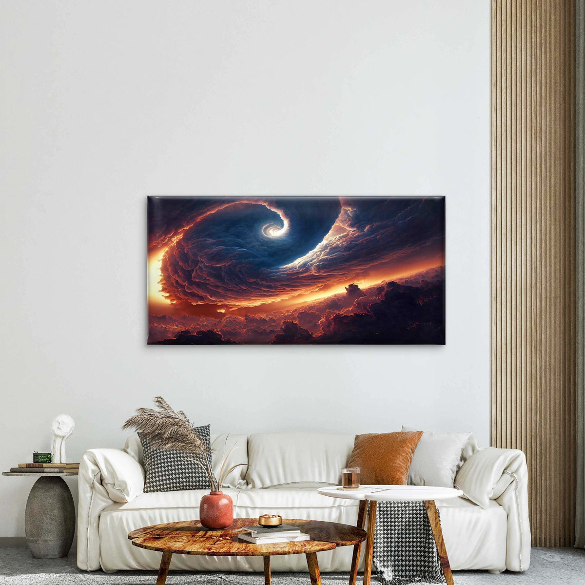 Fiery Vortex Of The Red Storm Wall Art Canvas Office Home Room Framed 80x45cm