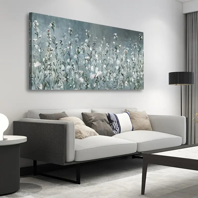 Elegant Translucent White Flowers Botanical Wall Art canvas office home room framed 120x60cm