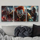 3pcs Vibrant Clown Trio Metal Print Ready to Hang Art
