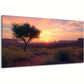 Dawn Scenery Single Tree Grass & Distant Mountains Wall Art canvas office home room framed 120x60cm