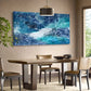 Blue Abstract Ocean Turbulent Waves Design Wall Art canvas office home room framed 120x60cm