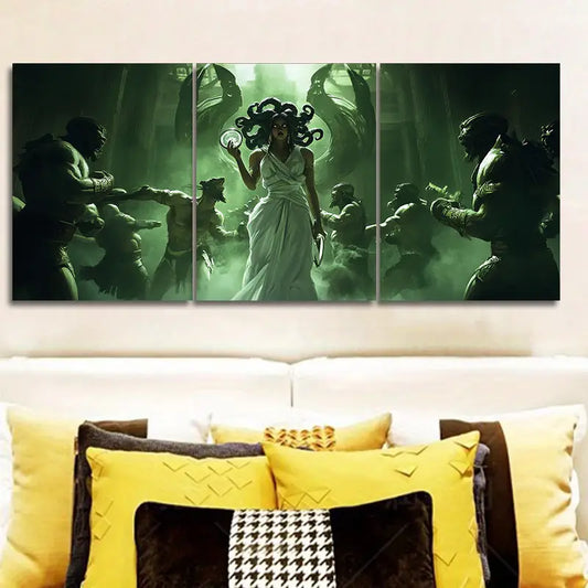 3pcs Medusa Battle Scene Metal Print Ready to Hang Art