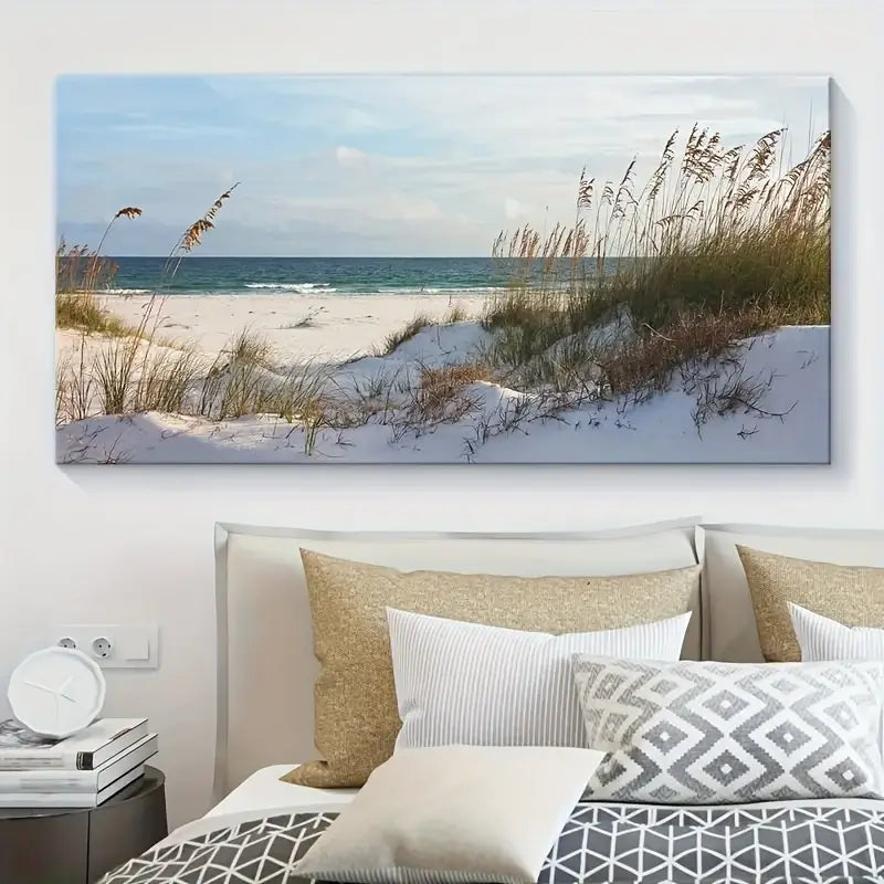 Beach Scene wall canvas office home room framed 120x60cm