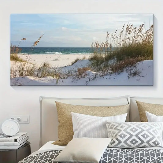 Beach Scene wall canvas office home room framed 120x60cm