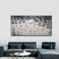 Skiers in Snowy Mountain Forest Wall Art Canvas Office Home Room Framed 80x45cm